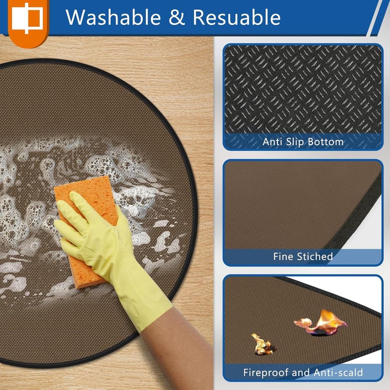 Anze 20" Tabletop Fire Pit Mat, 4 Layers Round Fireproof Mat Campatible with Solo Stove Melsa XL, Heat Resistant Small Rug for BBQ Grill, Non Slip Resuable Pad Solo Stove Accessories - Image 5